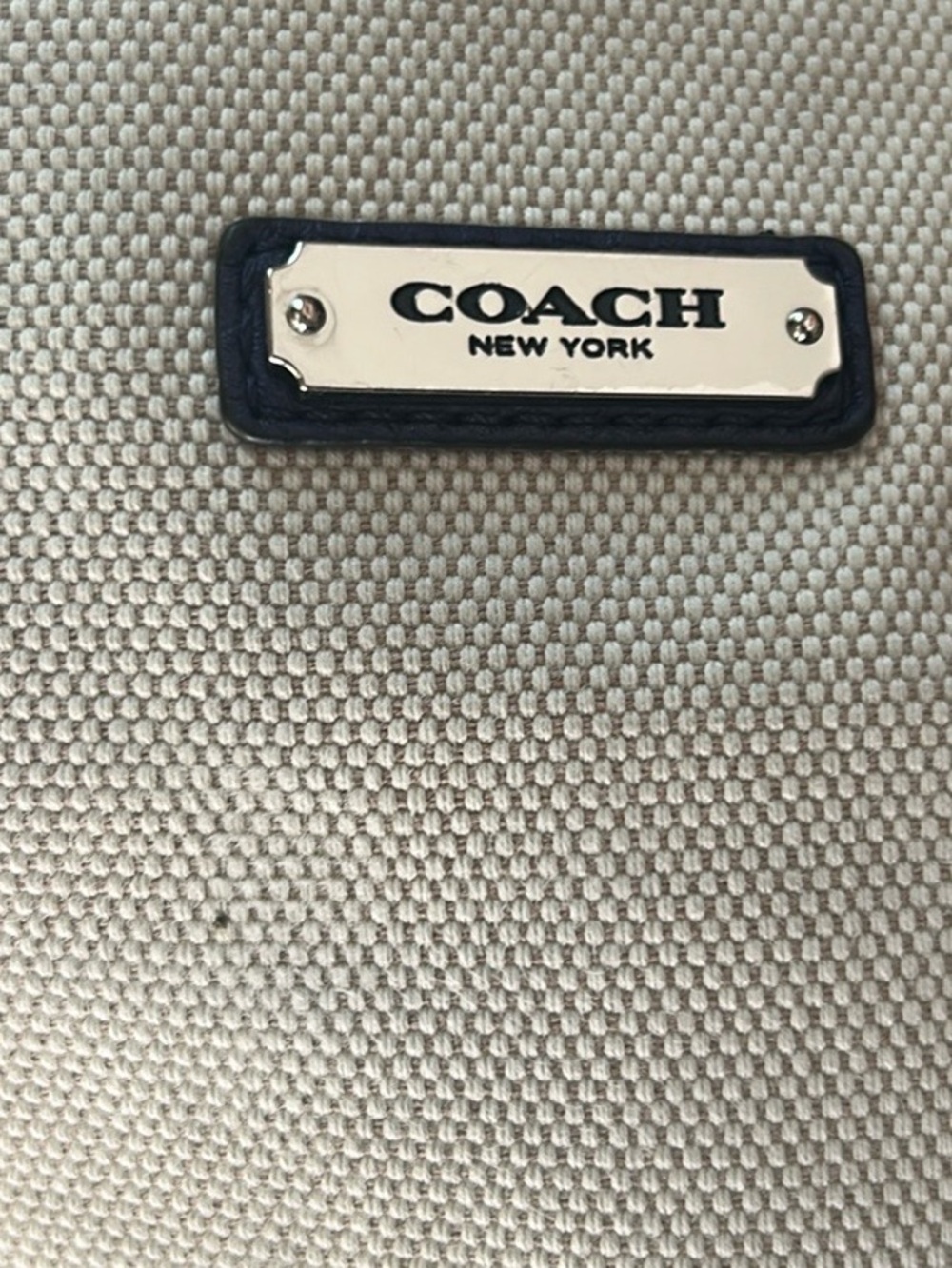 Coach Canvas + Navy Leather Drawstring Shoulder Bucket Bag Silver Hardware - Picture 14 of 14